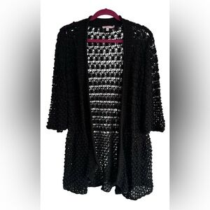 Calypso St. Barth Black crochet  Open-Knit Cardigan size M